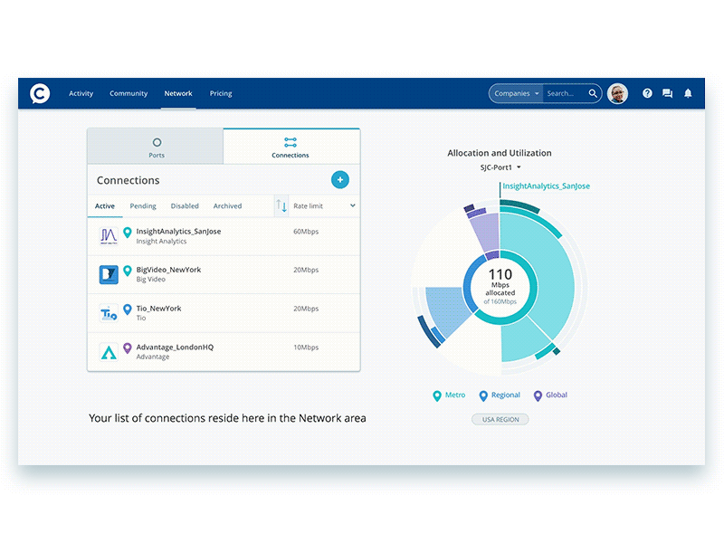 How to: Monitor your connections captions. dashboard charts demo statistics stats ui ux walkthrough