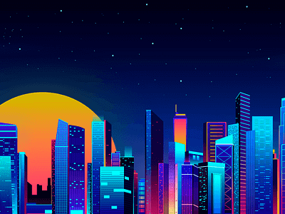 Retro City - Night art cyber punk design illustration night city retro wave