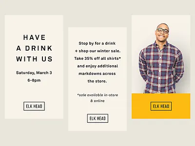 Elk Head Instastory branding ecommerce instagram mens fashion minimalist sale social media
