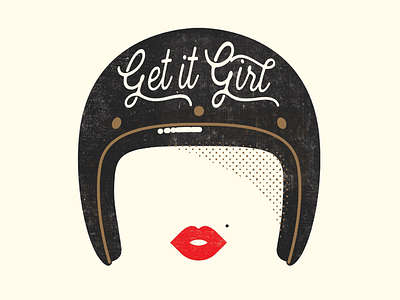 Not One of the Boys helmet illustration international womens day motorcycle retro vintage women