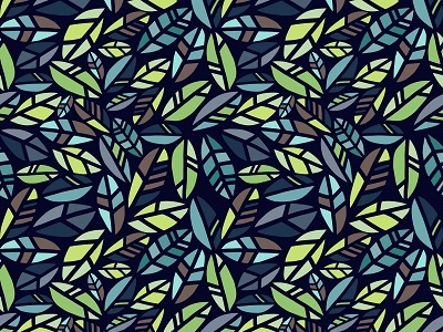 Vector Seamless Pattern Leaves Isolated In Blue Background nature pattern seamlesspattern surfacepattern