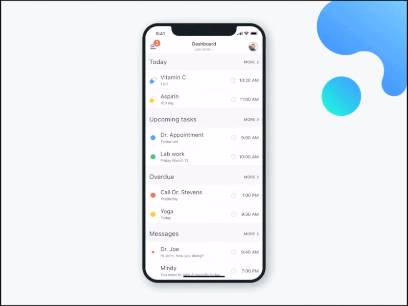 Medical companion app animation app health interaction ios iphone x medical medication mobile motion ui ux