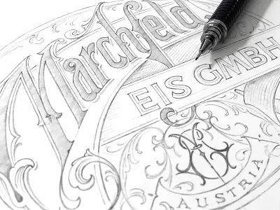 Marchfeld sketch branding eis hand lettering marchfeld monogram schmetzer sketch