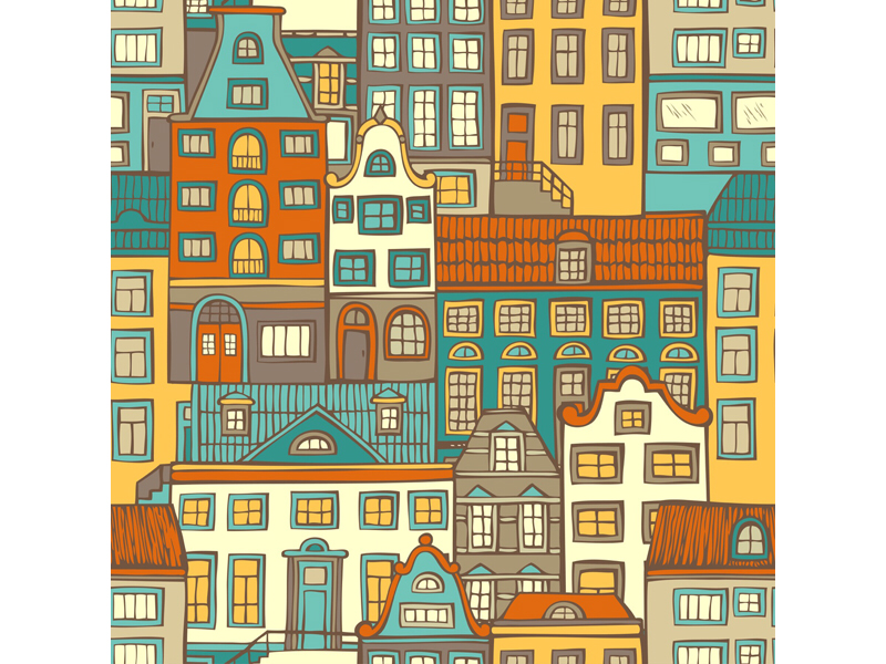 Example of Seamless pattern of houses