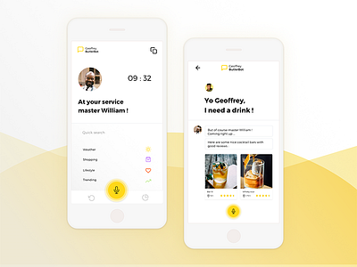 Geoffrey Butler Assistant App ai assistant app concept fresh prince lifestyle sketch sketchapp ui