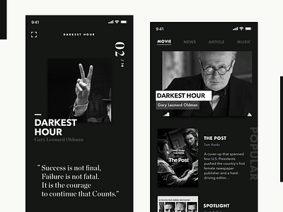 Darkest Hour app black darkest hour form movie ui ux