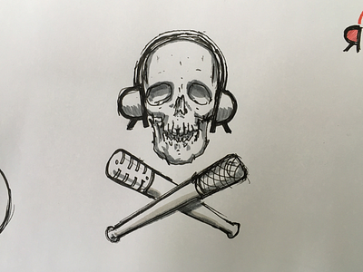 Logo sketch headphones ink logo pirate sketch skull