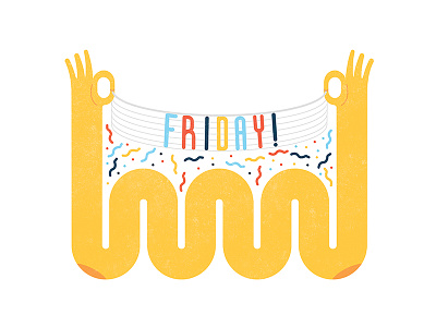 Fri-yay arms banner celebration celeration colorful confetti curves design excitement flat friday hands happy illustartion illustration illustrator party sign vector weekend