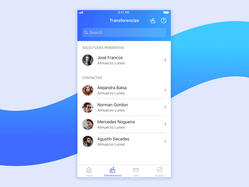 Transfer money • Ualá android app mobile digital bank fintech interface ios money native app uala ui ux