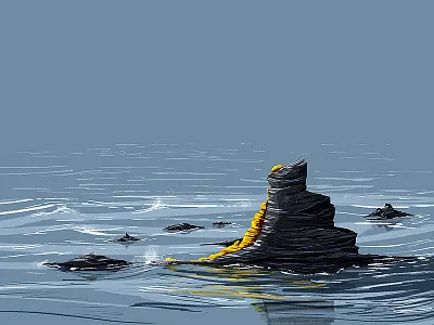 Amber Island amber gold illustration rocks sea treasure