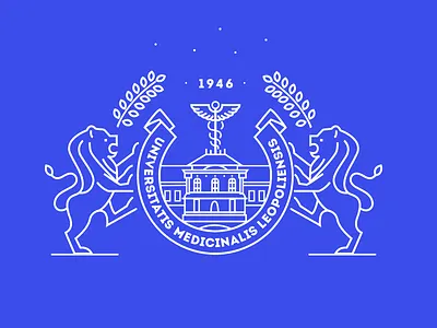 Danylo Halytsky Lviv National Medical University building emblem line lion logo lviv medical medicine