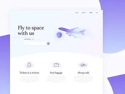 Airplane company landing page airplane design gradient illustration sketch sky website