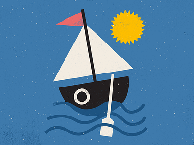 TGIF boat drawing flag grit illustration paddle sail sailing sun texture vector waves