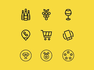 Sonoma Cutrer Icons awards cart contact design glass icon set iconography icons lines rotate vineyard wine