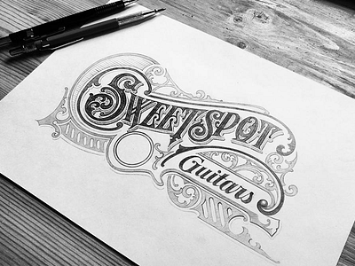 Sweet Spot Guitars handlettering caligraphy handlettering lettering logo logotype sketch typography vintage