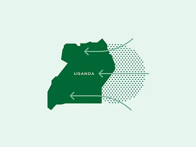 Uganda africa arrows green illustration people refugees uganda