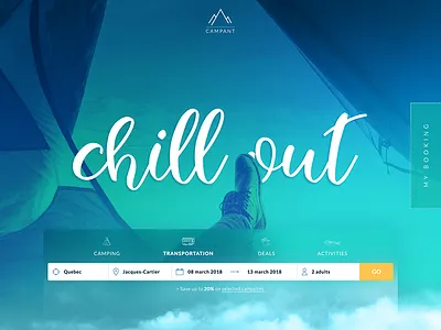 Campant - FREE Travel and Camping Website PSD Template adobe photoshop camping free psd gradients mockup template travel user interface uxui website