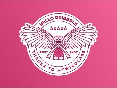 Hello Dribbble art artwork debut hello design line logo monoline owl