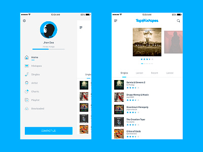 Topmixtapes app flat desing photoshop ui design ux design