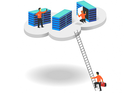 Setting up a cloud server australia character web site cloud server data illustration russell russelltatedotcom tate technician