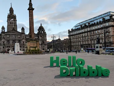 Hello Dribble 3d cinema 4d george glasgow green scotland square type