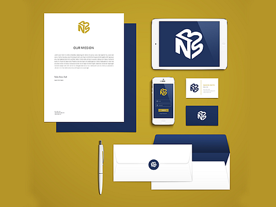 NBS Realty Brand Identity Suite blue brand company estate gold identity modern real suite