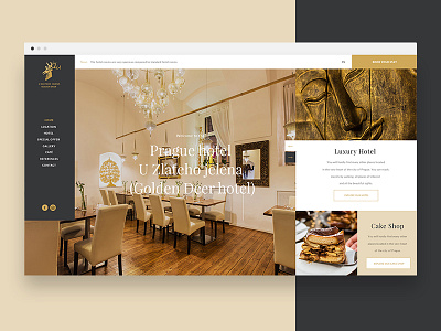 Golden Deer in Prague Website apartments book deer design gold hotel landing layout minimal prague reservation widget
