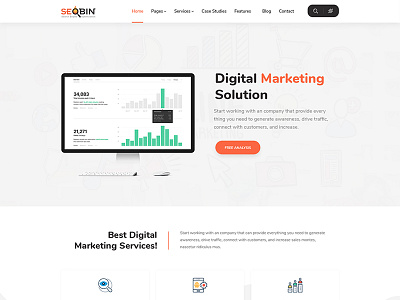 SeoBin | SEO, Social Media and Marketing HTML Template digital marketing online marketing responsive search engine optimizing seo seo agency seo business seo services seo website