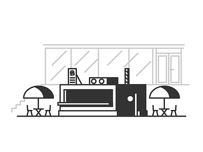 Burger Place burger chairs food foodtogo graphic design illustration restaurant store table