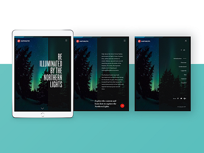 Northern Lights Tablet aurora marketing minimal modern northern lights responsive tablet travel ui ux web page website