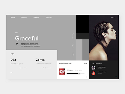 Graceful clean gallery grid interface landing layout minimal transition typography watch web website