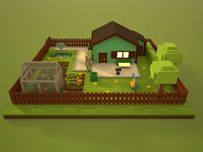 🔶 Voxel Project: The Allotment Garden 3d allotment garden garden magicavoxel nature speedart voxel voxelart