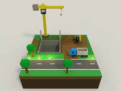 🔶 Voxel Project: The Construction Area 3d construction magicavoxel voxel voxelart