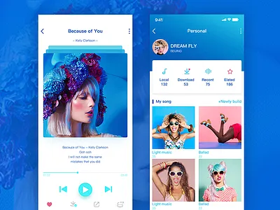 音乐应用 音乐蓝色uiux