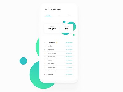 Leaderboard daily ui iphonex leaderboard list minimal mobile pedometer rate rating steps ui ux