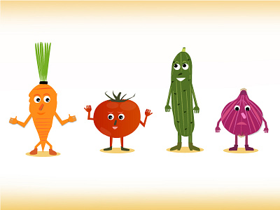 Salad Gang :) carrot colours cucumber design fun onion poster rookie tomato vegetables