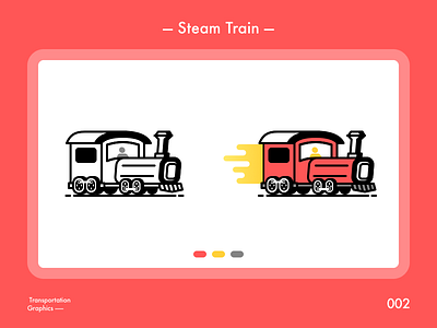 Steam Train~ flat illustration red train