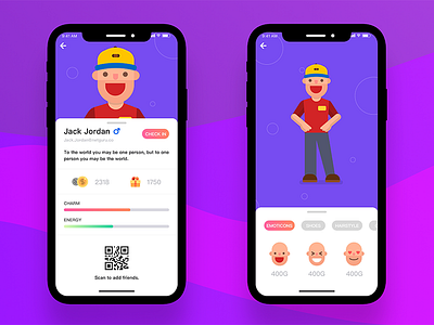 Social personal interface-2 customize cute face iphone x personal qr code ui ux