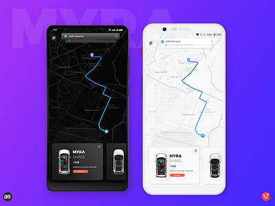 MYRA - Ride Smart; Cab App concept "Main Activity" appdesign cab myra oneplus photoshop starwars ui userinterfacedesign ux virtuosoalpha virtuosodesigner xiaomi