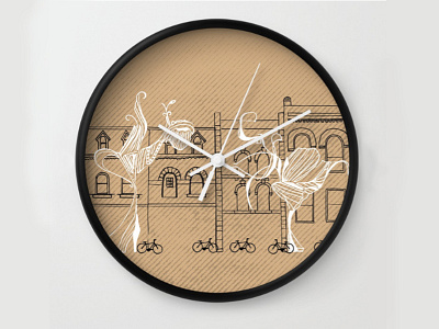 Queen Street Wall Clock architecture city clock decor home decor illustration modern nature queen street trees