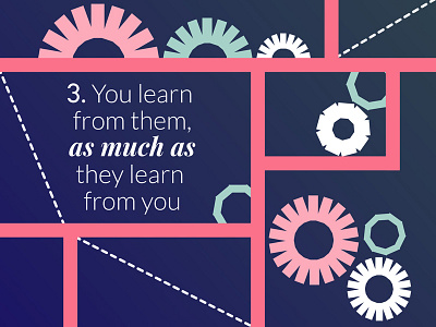 You learn from them, as much as they learn from you cogs illustration mentoring vector
