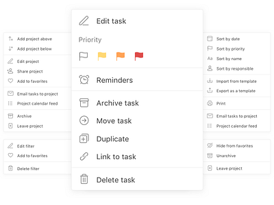 Redesigned Dropdown Menus in Todoist desktop dropdown icons list macos menu new task todo todoist web