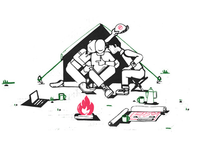 Overding camp camp flat design illustration overding company