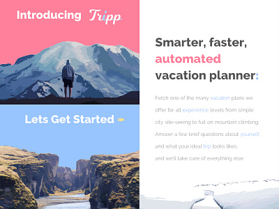 Tripp Landing Page beautiful city introduction landing page mountains nature site seeing travel trip unique vacation view