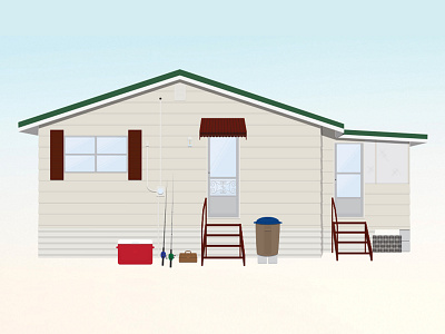 Cabin at the lake cabin fishing house illustration lake