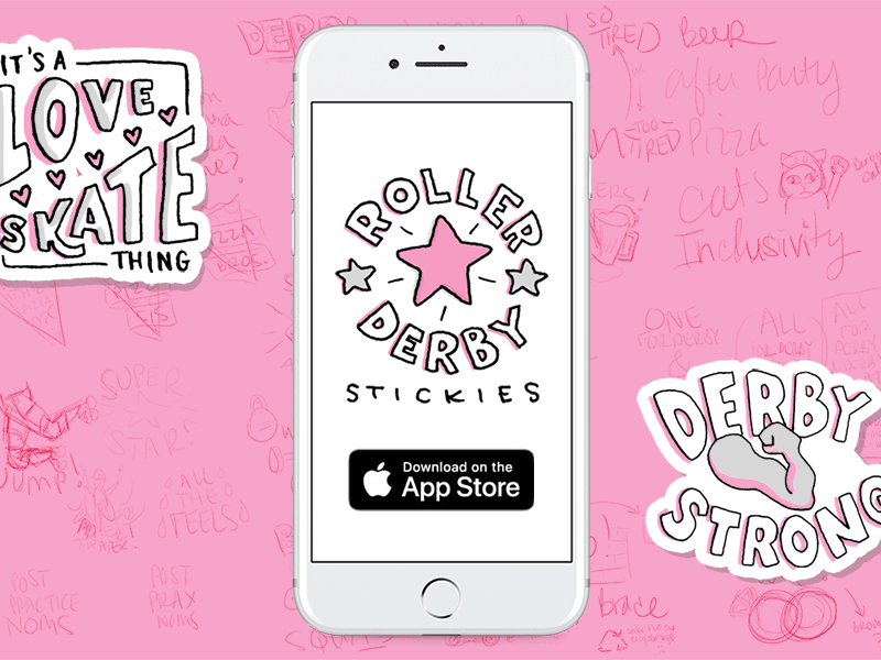 Roller Derby Stickies derby digital illustrated illustration messages roller derby skate skating sports sticker app sticker set stickers