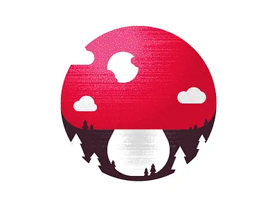 Mushmoon illustration moon mushroom texture trees