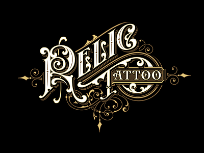 Relic Tattoo logotype caligraphy handlettering lettering logo logotype sketch typography vintage