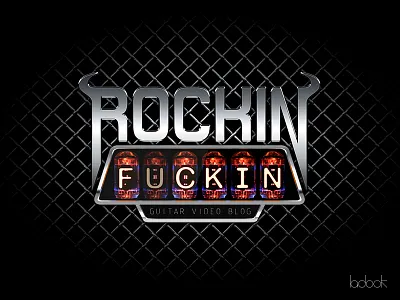 Rockin Fuckin logo amplifier guitar render vector