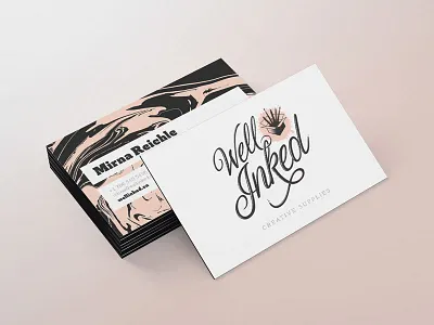 Well Inked Brand Identity - Business Card art brand brand identity branding business card logo logo design script script font supplies wordmark